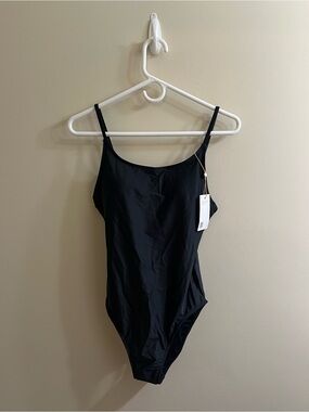 Quince Italian Cami One Piece Swimsuit Black Size Small NWT